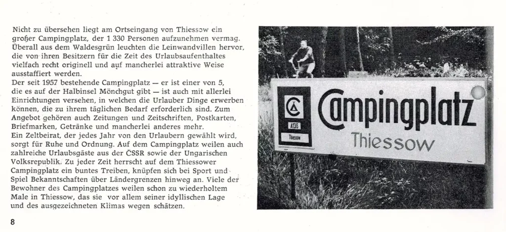 Historischer Zeitungsartikel über den Campingplatz Thiessow